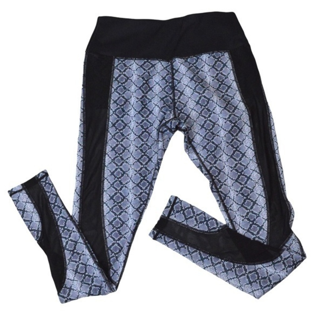 Mint‎ Lilac Snake Print Mesh Panel Yoga Leggings, Size Small